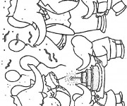 Coloriage Babar en f&ecirc;te