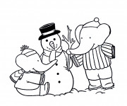 Coloriage Babar en No&euml;l