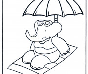 Coloriage et dessins gratuit Babar en plage à imprimer