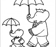 Coloriage et dessins gratuit Babar et son fils à imprimer