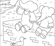 Coloriage Babar: Pom et Alexandre