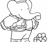 Coloriage Babar: Pom s'amuse