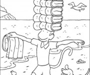 Coloriage Babar: z&eacute;phir tient des serviettes