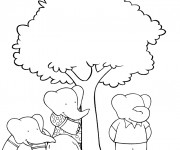 Coloriage Les enfants de Babar joue du cache cache