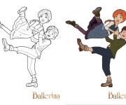 Coloriage F&eacute;licie danse avec Victor