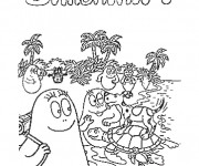 Coloriage Barbapapa en plage