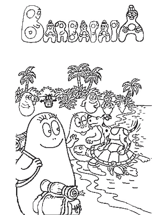 Coloriage et dessins gratuits Barbapapa en plage à imprimer