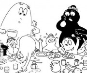 Coloriage Les Barbapapas à table