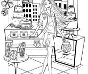 Coloriage Barbie &agrave; la p&acirc;tisserie