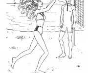 Coloriage Barbie à la plage