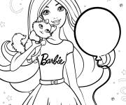 Coloriage Barbie c&eacute;l&egrave;bre son anniversaire