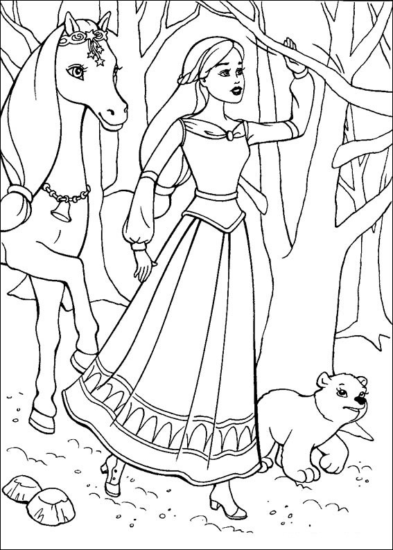 Coloriage Barbie cheval dessin gratuit à imprimer