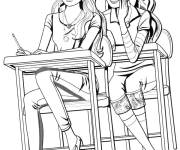 Coloriage Barbie en classe