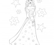 Coloriage Barbie en robe soirée