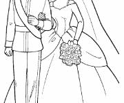 Coloriage et dessins gratuit Barbie et Ken le mariage à imprimer