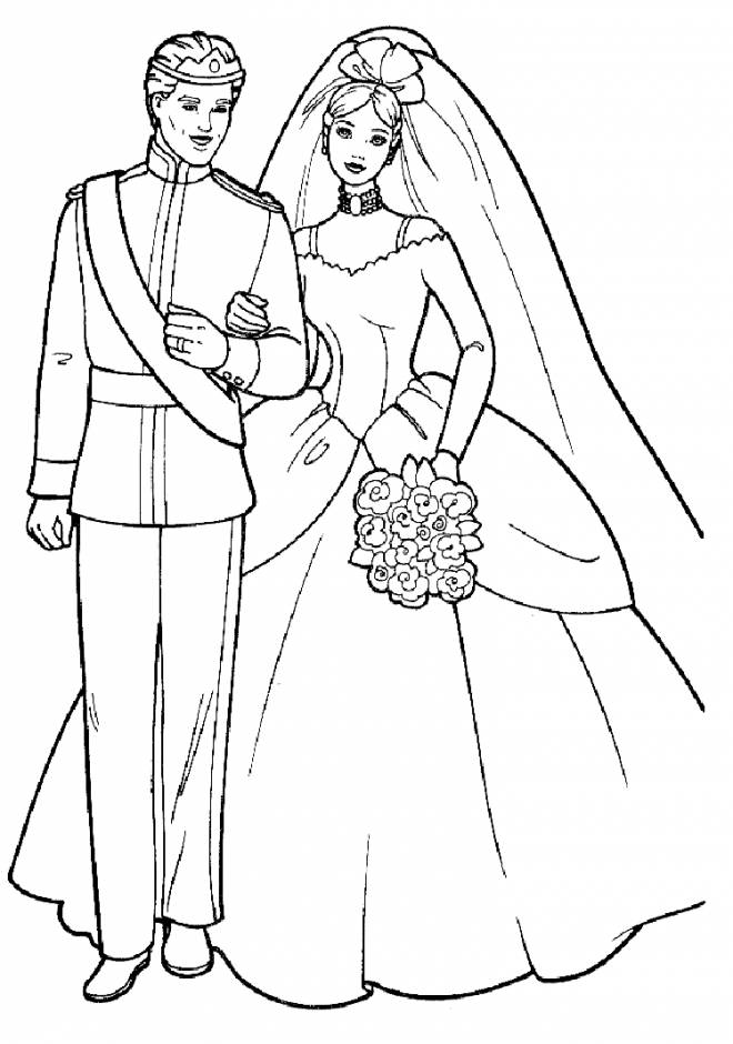 Coloriage Barbie Et Ken Le Mariage Dessin Gratuit à Imprimer