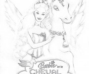 Coloriage Barbie et le cheval magique