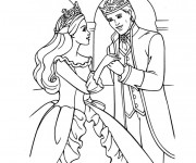 Coloriage et dessins gratuit Barbie et son prince à imprimer