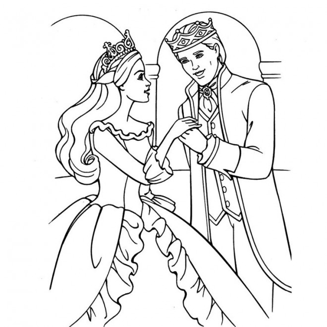 Coloriage Barbie et son prince dessin gratuit à imprimer