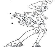 Coloriage Barbie fait du patins a roues align&eacute;es