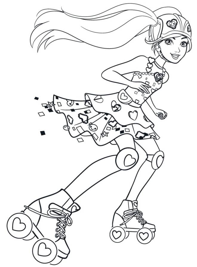 Coloriage et dessins gratuits Barbie fait du patins a roues alignées à imprimer