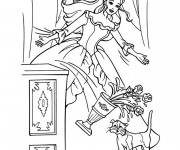 Coloriage Barbie fait tomber le vase