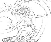 Coloriage Barbie la championne de surf