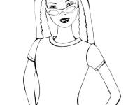 Coloriage Barbie porte des lunettes de soleil