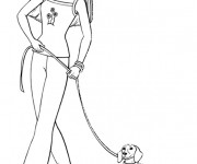 Coloriage Barbie prom&egrave;ne son chien