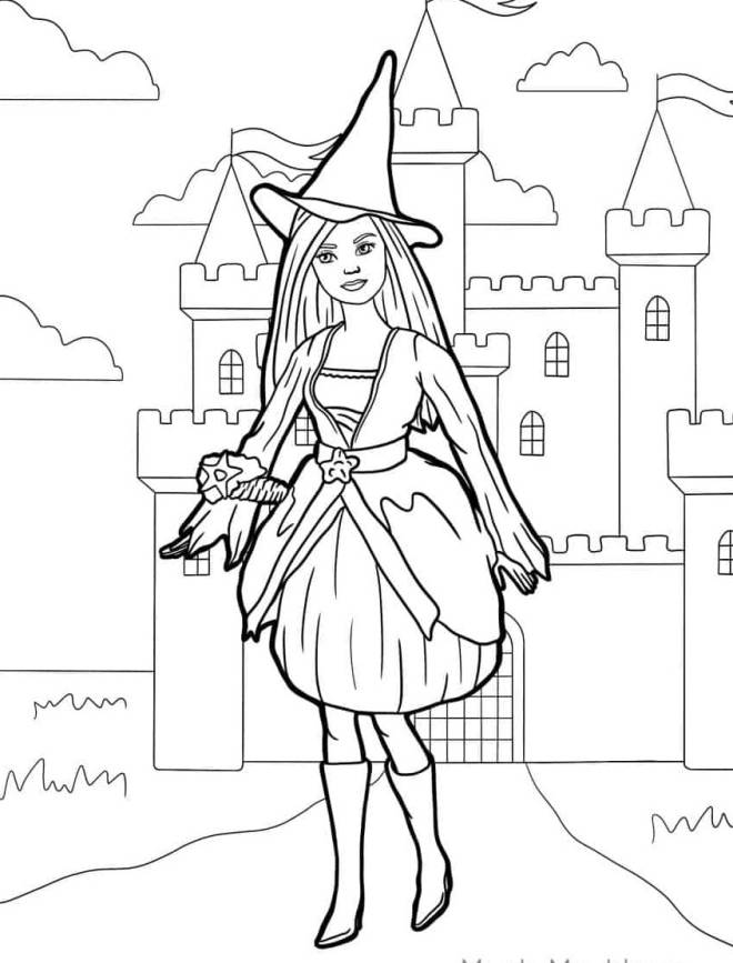 Coloriage et dessins gratuits Barbie se déguise pour l'Halloween à imprimer