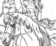 Coloriage Barbie se prom&egrave;ne sur son cheval