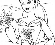 Coloriage Barbie tient sa couronne en main