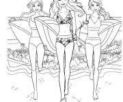 Coloriage Barbie va surfer avec ses amies