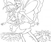 Coloriage Barbie vole