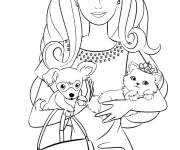 Coloriage Belle Barbie avec ses animaux