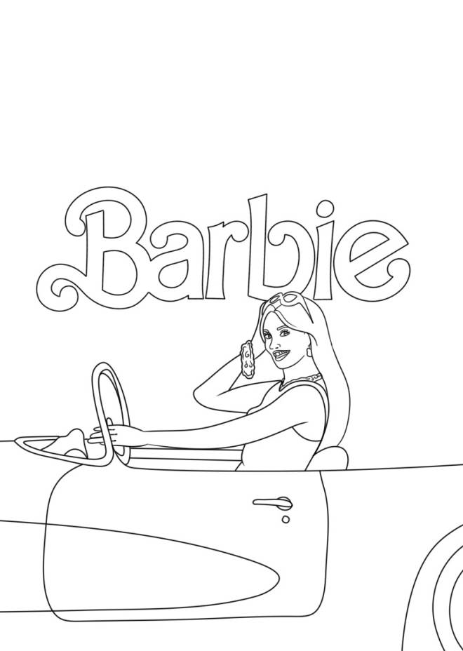 Coloriage et dessins gratuits Film de Barbie dans sa voiture 2023 à imprimer