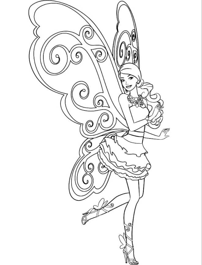 Coloriage et dessins gratuits La belle Papillon Barbie à imprimer