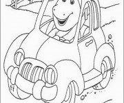 Coloriage Barney conduit une voiture