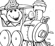 Coloriage Barney en train