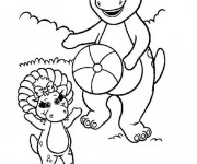 Coloriage Barney et Baby Bop joue au ballon
