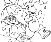 Coloriage Barney et Bj: facile &agrave; colorier