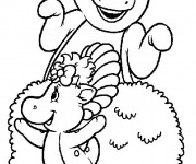 Coloriage Barney s'amuse avec Baby Bop