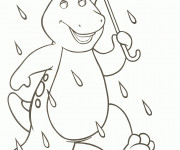 Coloriage et dessins gratuit Barney tient un parapluie à imprimer