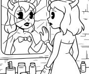 Coloriage Alice Angel se regardant dans le miroir