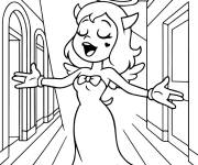 Coloriage Alice Angel volant dans le couloir