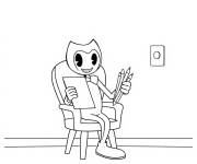 Coloriage Bendy assis sur la chaise