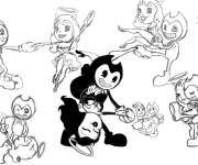 Coloriage Bendy avec les anges