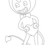 Coloriage Bendy avec un c&oelig;ur