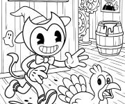 Coloriage Bendy chasse la dinde
