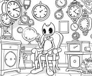 Coloriage Bendy dans une boutique d'horlogerie